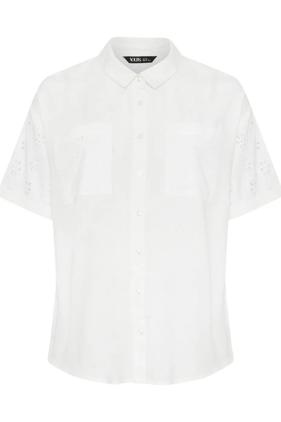 Yours Curve White Broderie Anglaise Linen Shirt