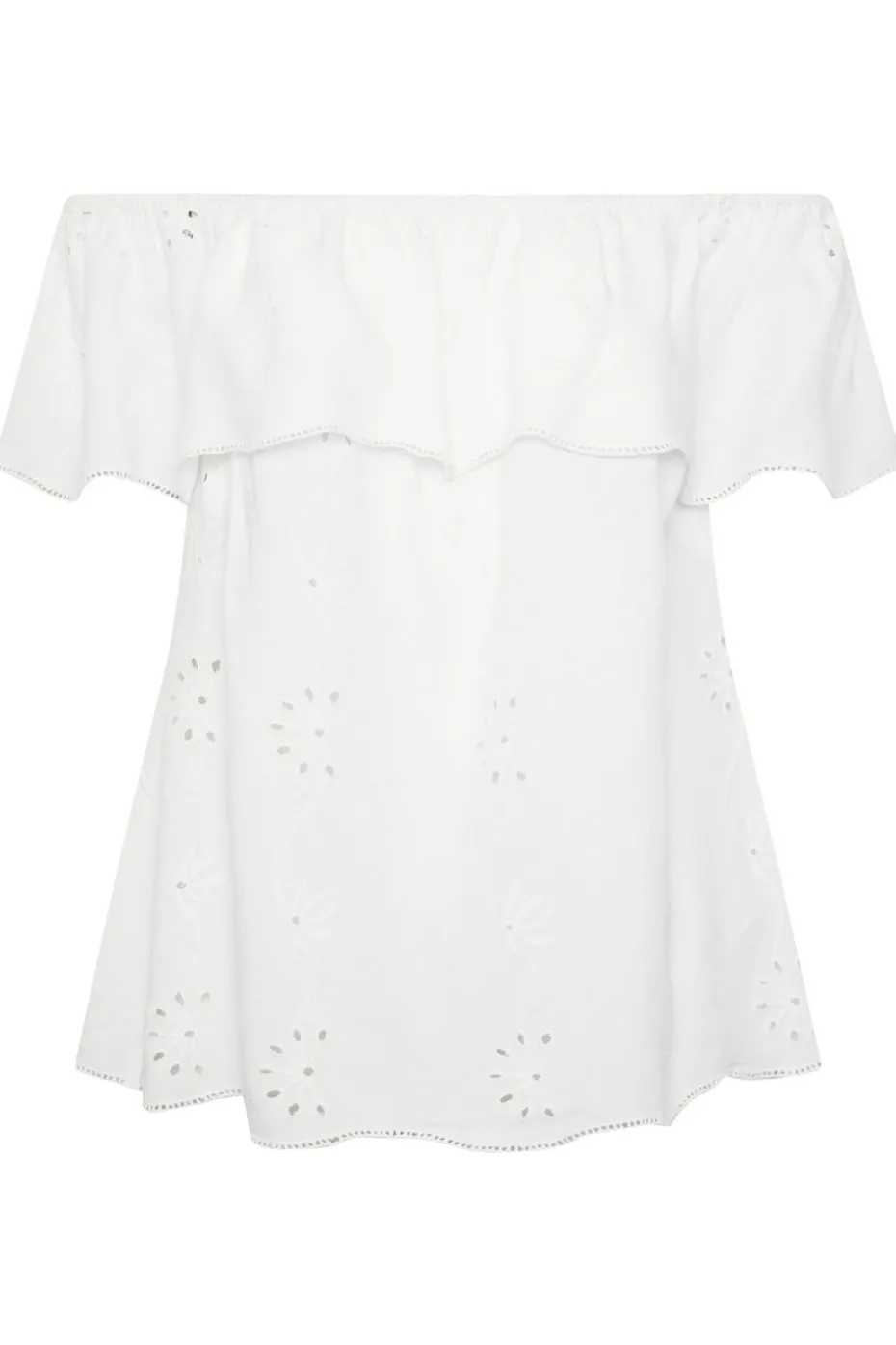 Yours Curve White Broderie Anglaise Bardot Top