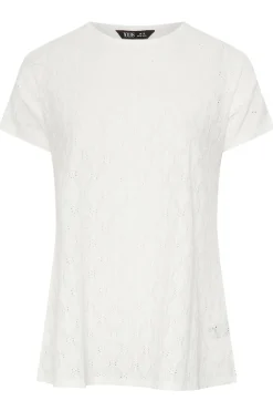 Yours Curve White Broderie Anglaise Textured Swing Top