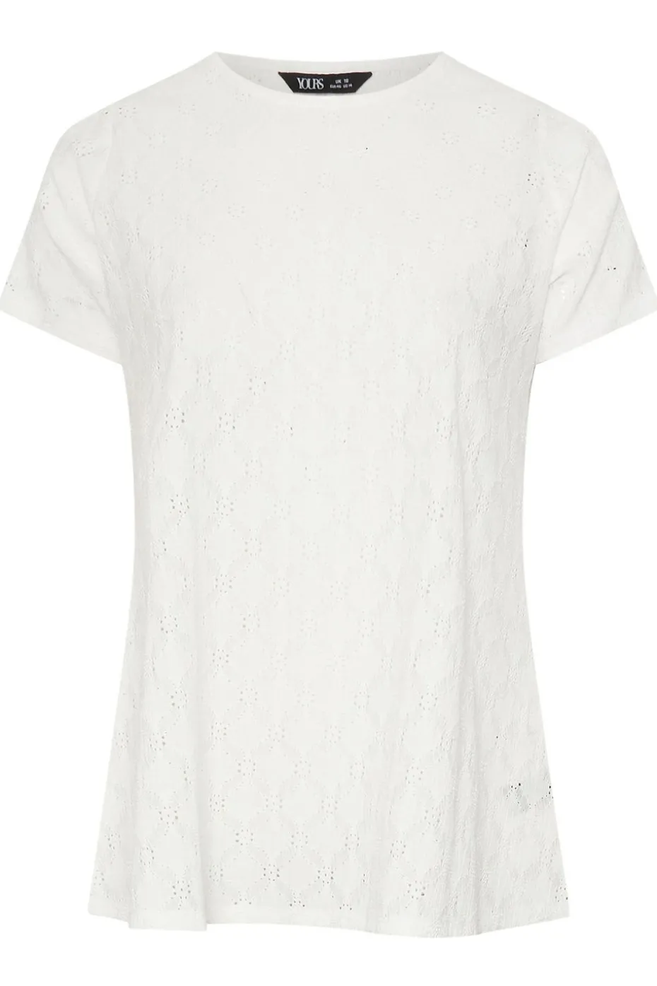 Yours Curve White Broderie Anglaise Textured Swing Top