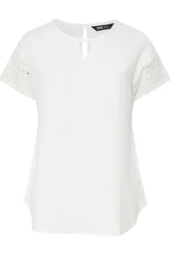 Yours Curve White Cheesecloth Crochet Top