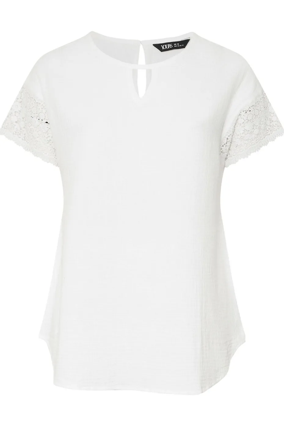 Yours Curve White Cheesecloth Crochet Top