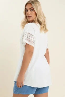 Yours Curve White Cheesecloth Crochet Top