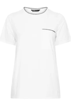 Yours Curve White Contrast Stitch Heavyweight Pocket T Shirt