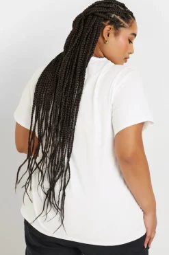 Yours Curve White Contrast Stitch Heavyweight Pocket T Shirt