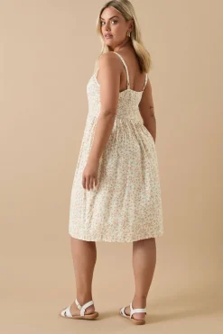 Yours Curve White Ditsy Floral Print Strappy Sundress