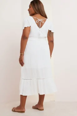 Yours Curve White Dobby Tie Front Maxi Dress
