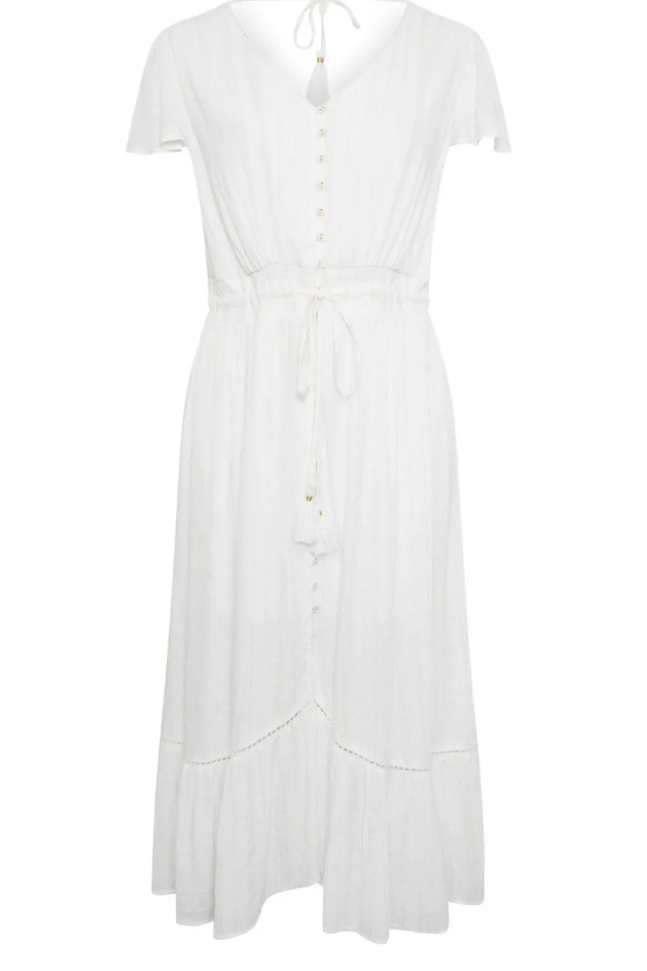 Yours Curve White Dobby Tie Front Maxi Dress