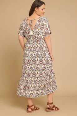 Yours Curve White Paisley Print Midaxi Wrap Dress