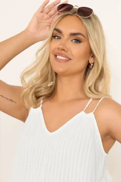 Yours Curve White Textured Double Strap Cami Top