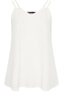 Yours Curve White Textured Double Strap Cami Top