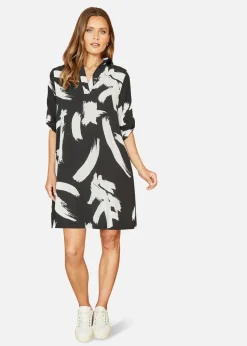 Yumi Black Abstract Print Tunic With Pockets