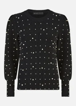 Yumi Black All Over Pearl Knitted Jumper