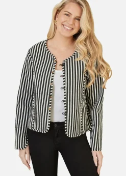 Yumi Black Animal Print Reversible Cotton Cropped Quilted Jacket