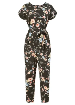 Yumi Black Blossom Print Jumpsuit