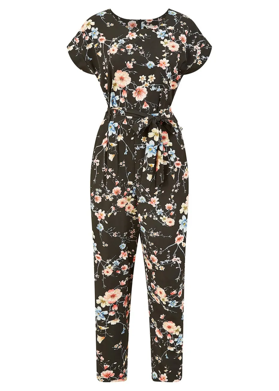 Yumi Black Blossom Print Jumpsuit