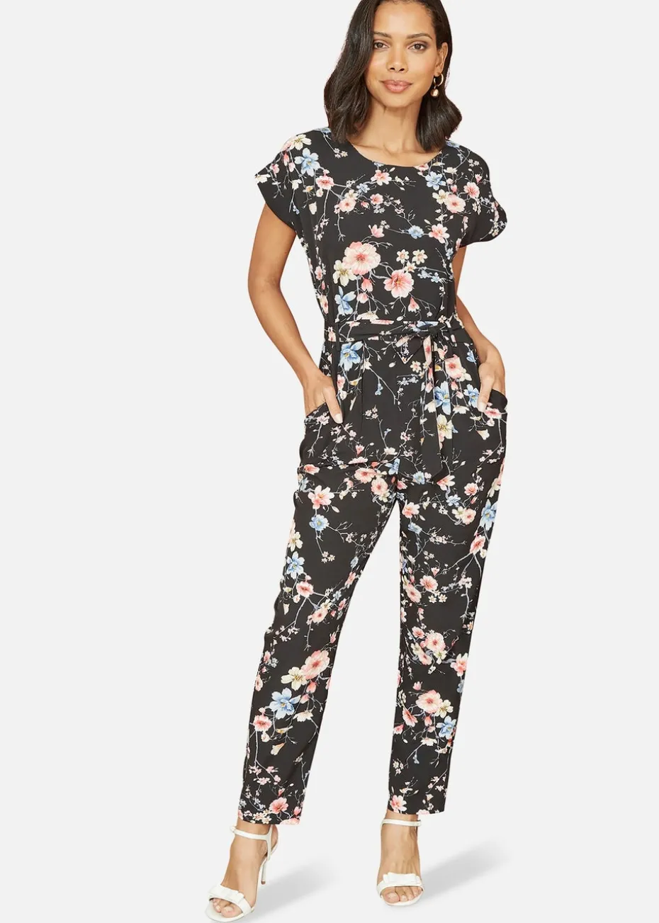Yumi Black Blossom Print Jumpsuit
