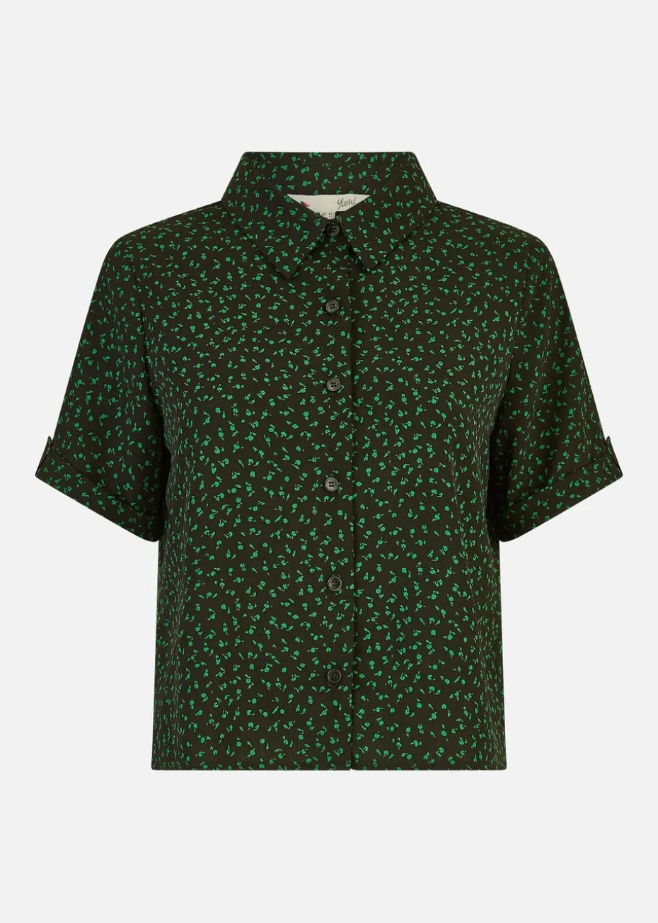 Yumi Black Ditsy Print Shirt