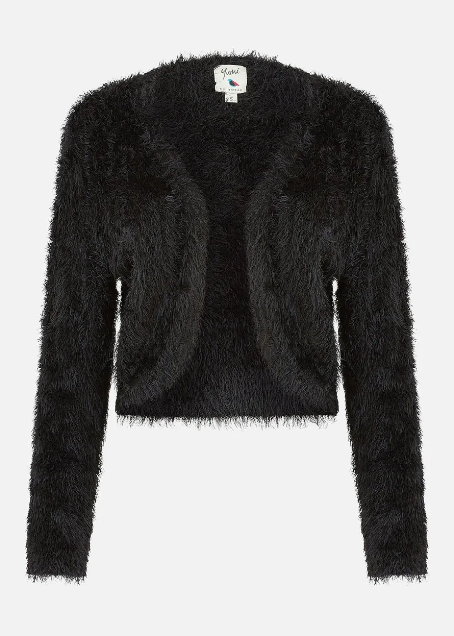 Yumi Black Eyelash Knit Bolero