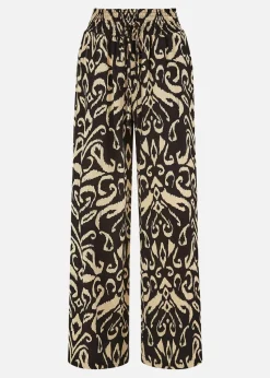 Yumi Black Ikat Print Relaxed Fit Trousers