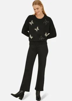 Yumi Black Sequin Butterfly Jumper