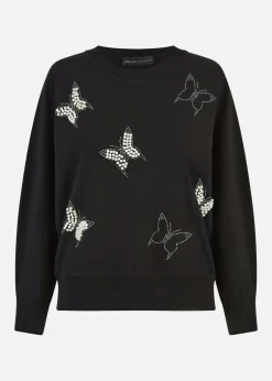 Yumi Black Sequin Butterfly Jumper