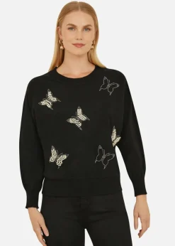 Yumi Black Sequin Butterfly Jumper