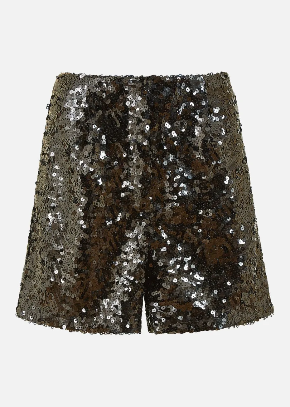 Yumi Black Sequin Mini Shorts