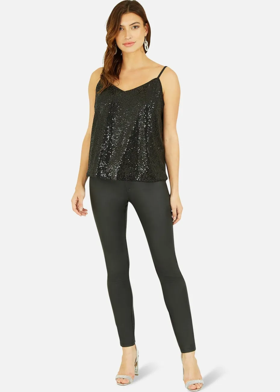 Yumi Black Sequin Vest Top