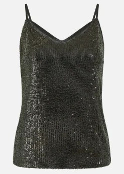 Yumi Black Sequin Vest Top