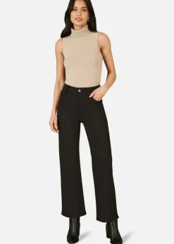 Yumi Black Stretch Canvas Wide Leg High Waist Jeans
