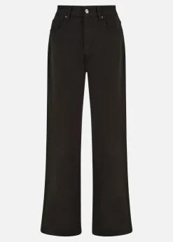 Yumi Black Stretch Canvas Wide Leg High Waist Jeans
