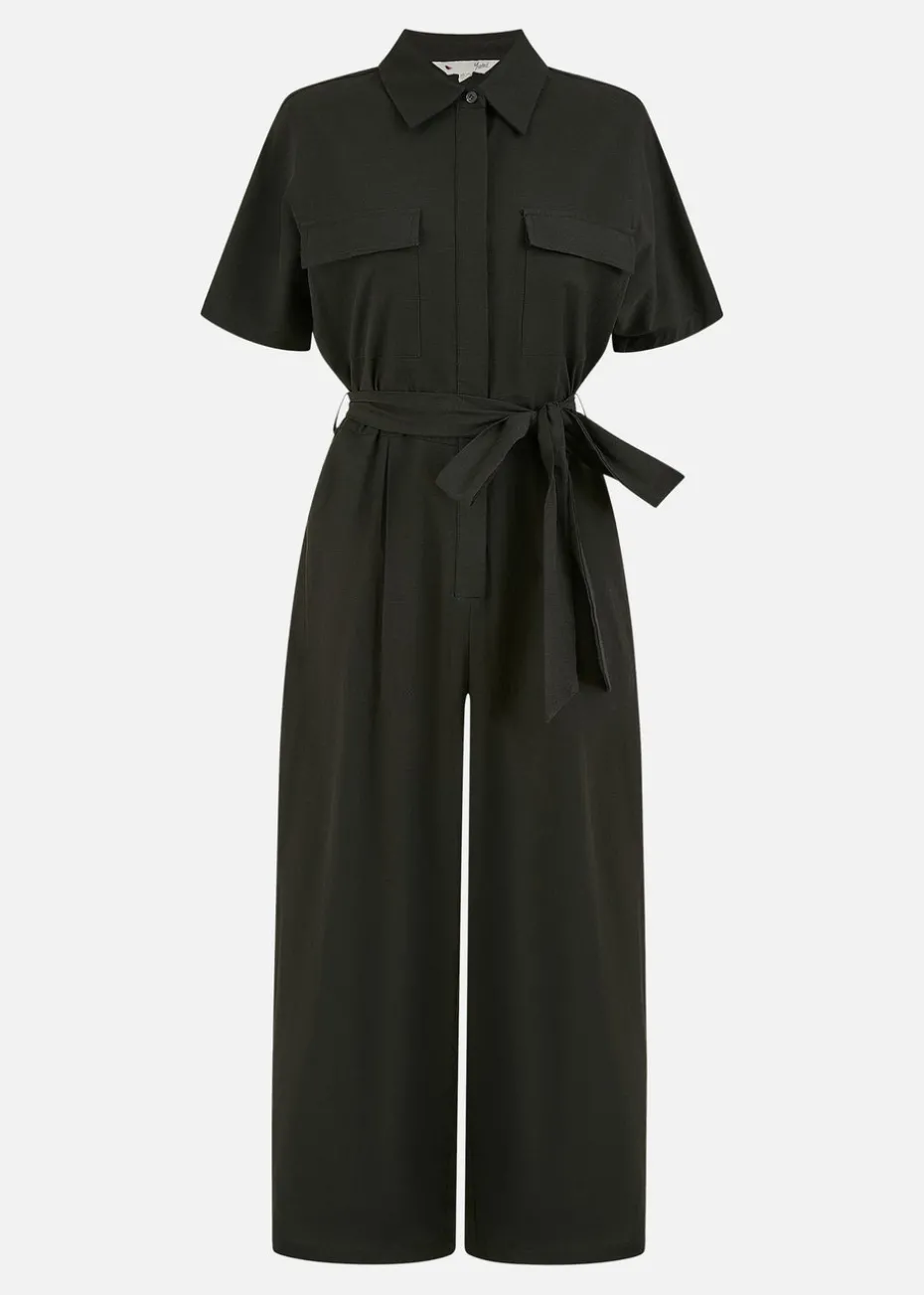 Yumi Black Utility Relaxed Fit Jumpsuit