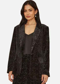 Yumi Black Velvet Sparkle Oversize Blazer