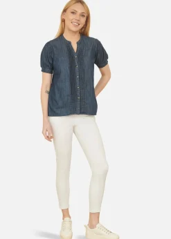 Yumi Blue Chambray Pleated Denim Shirt