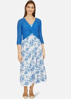 Yumi Blue Cotton Crochet Knitted Top