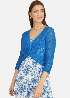 Yumi Blue Cotton Crochet Knitted Top
