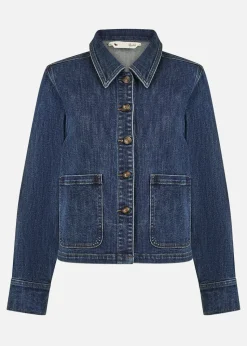 Yumi Blue Denim Jacket With Patch Pockets