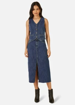 Yumi Blue Denim Stretch Waistcoat