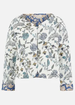 Yumi Blue Floral Reversible Cotton Quilted Jacket