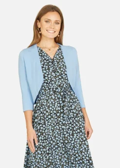 Yumi Blue Knitted Curve Bolero