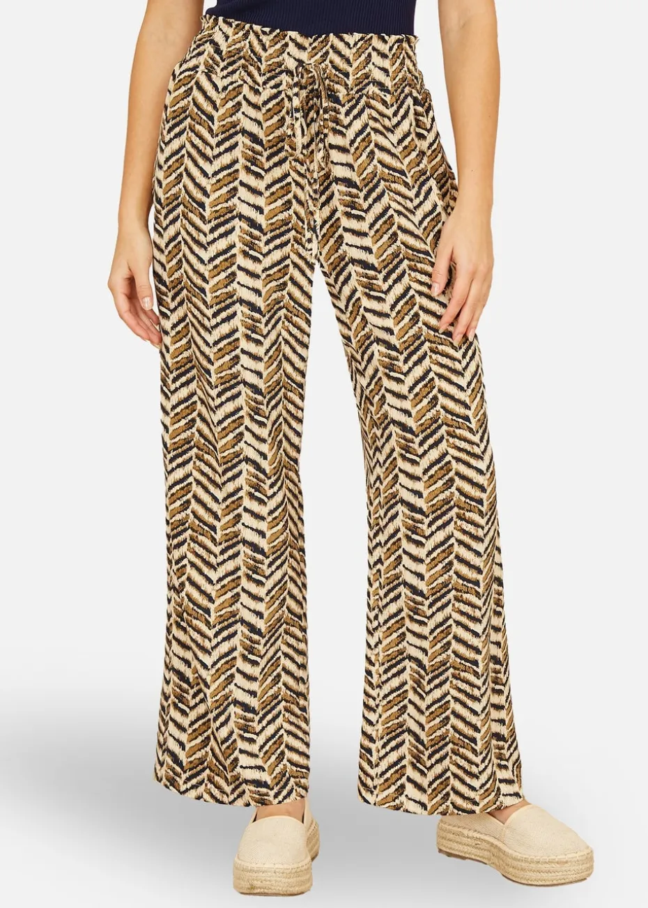 Yumi Brown Animal Print Relaxed Fit Trousers