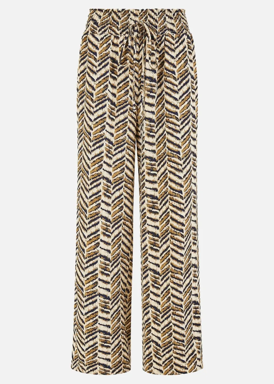 Yumi Brown Animal Print Relaxed Fit Trousers