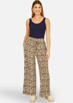Yumi Brown Animal Print Relaxed Fit Trousers