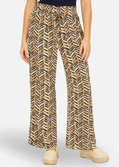 Yumi Brown Animal Print Relaxed Fit Trousers