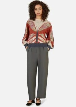 Yumi Brown Butterfly Sequin Knitted Jumper