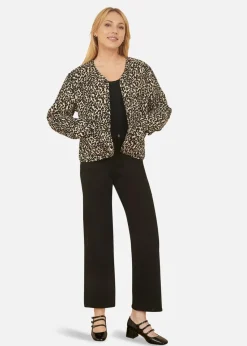 Yumi Brown Leopard Print Boxy Jacket