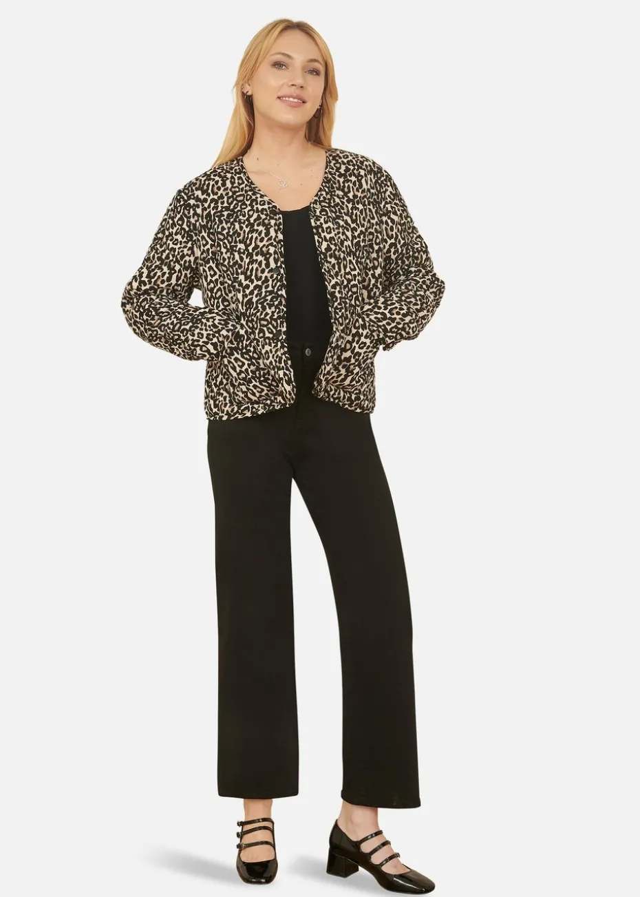 Yumi Brown Leopard Print Boxy Jacket
