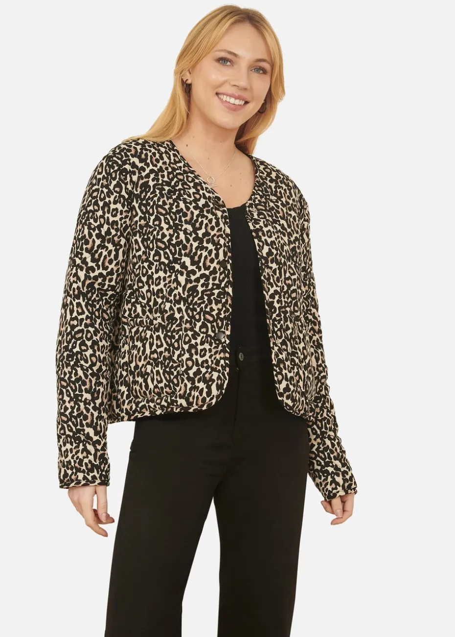 Yumi Brown Leopard Print Boxy Jacket