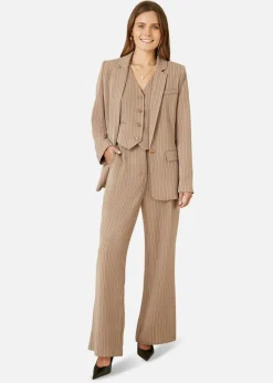 Yumi Brown Pinstripe Blazer